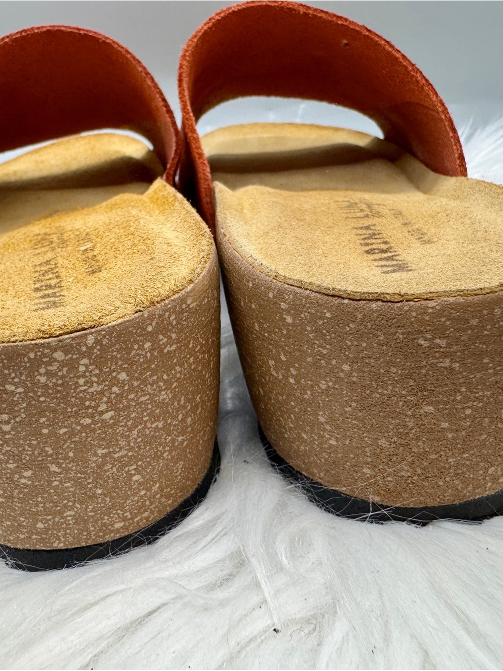 Marina Luna Italian Leather Slide Sandals – Size 8.5 Rust Suede Slide Mules - Picture 5 of 8